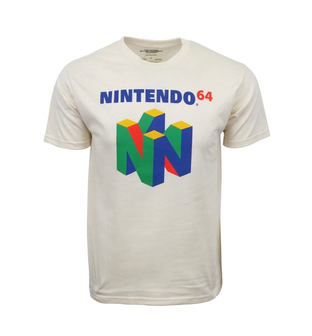 Nintendo 64 N64 Logo Graphic T-Shirt White Short Sleeve Retro Gaming  SZ L New